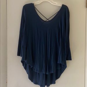 Long Sleeve Swing Top with Lace Up Back